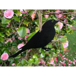 Poppyforge Hanging Blackbird Garden Art (Pack of 3) - W20 x H15 cm - Black - thumbnail 2