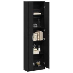 Berkfield Home Wardrobe Black Oak 55x25x189 cm Engineered Wood - Size: 55 x 25 x 189 cm - thumbnail 1