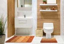 New Edge Blinds Aurora Collection Tonal Stripe 2 Piece Bath Set in Orange - Size: 45 cm width x 75 cm drop