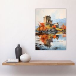 Artery8 Eilean Donan Castle Scotland Watercolour Painting Misty Morning Autumn Sunlight Large Wall Unframed Art Poster Print Thick Paper 18X24 Inch - thumbnail 4