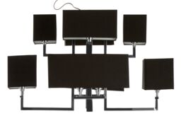 Orsina 12 Bulb Pendant Light, Monochrome Stainless Steel Pendant With High Gloss Nickel Finish, Acrylic Shades in Black