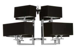 Orsina 12 Bulb Pendant Light, Monochrome Stainless Steel Pendant With High Gloss Nickel Finish, Acrylic Shades in Black - thumbnail 3