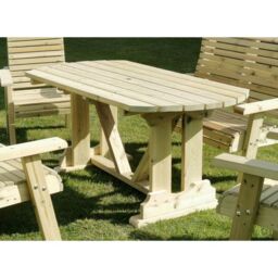Churnet Valley Garden Furniture Ltd Ergo 6 Seater Dining Table - Minimal Assembly Required in Light Brown - thumbnail 2