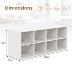 Gymax Shoe Bench 8-Grid Shoe Rack For Entryway Hallway Living Room Bedroom in White - thumbnail 2