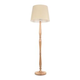 ValueLights Victoria Light Wood Traditional Stem Floor Lamp with Fabric Tapered Shade in Cream - thumbnail 2