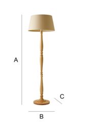 ValueLights Victoria Light Wood Traditional Stem Floor Lamp with Fabric Tapered Shade in Cream - thumbnail 7