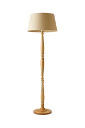 ValueLights Victoria Light Wood Traditional Stem Floor Lamp with Fabric Tapered Shade in Cream - thumbnail 6