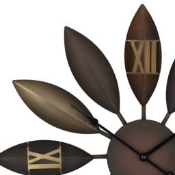 Wyld and Coco Distressed Brown Iron Flower Wall Clock 55 cm Roman Numerals - thumbnail 3