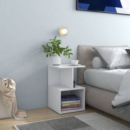 Berkfield Home Elegant Bedside Cabinet White 35x35x55 cm Engineered Wood - Size: 35 x 35 x 55 cm - thumbnail 2
