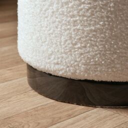OHS Boucle Fleece Stool Foot Rest Cushioned Modern Home Bedroom Vanity Seat Chair in Cream - thumbnail 2