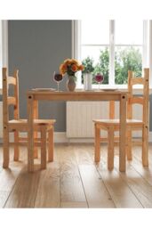 Home Discount Vida Designs Corona 2 Seater Dining Set Solid Pine Kitchen Furniture in Brown - thumbnail 3