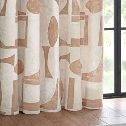 HOEM Carro Abstract Geometric Room Darkening Eyelet Curtains in Light Pink - Size: 117 cm width x 137 cm drop - thumbnail 4