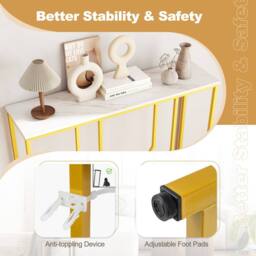 Costway Gold Console Table Modern White Faux Marble Entryway Table - thumbnail 9