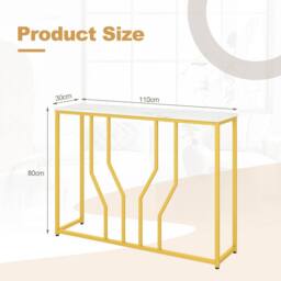 Costway Gold Console Table Modern White Faux Marble Entryway Table - thumbnail 2