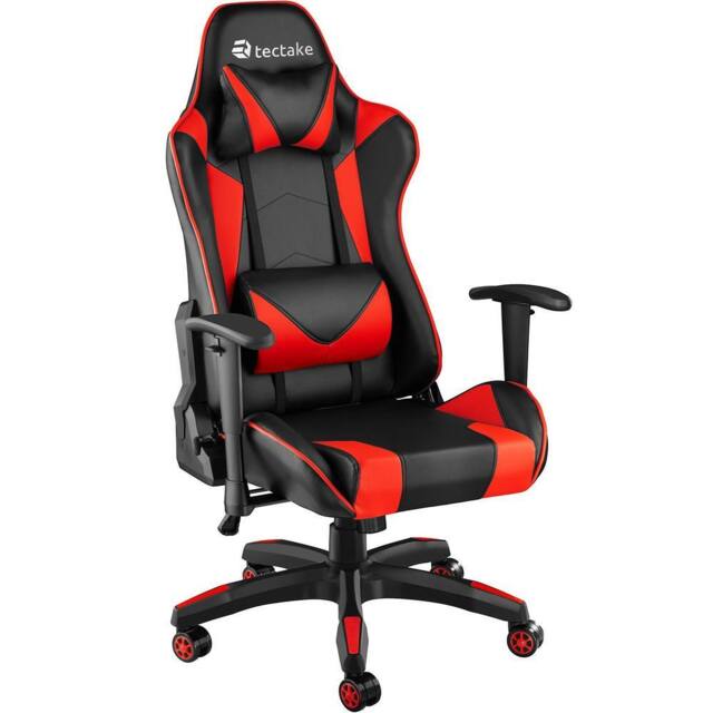 tectake Gaming Chair Stealth - Ergonomic Shape, Adjustable Backrest in Red - image 1