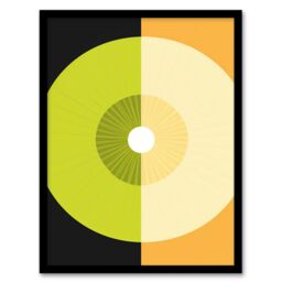 Artery8 Abstract Kiwi & Orange Kitchen Artwork Black Green Orange Painting Art Print Framed Poster Wall Decor - Size: A4 - thumbnail 1