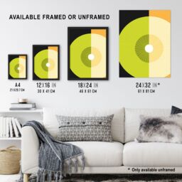 Artery8 Abstract Kiwi & Orange Kitchen Artwork Black Green Orange Painting Art Print Framed Poster Wall Decor - Size: A4 - thumbnail 3