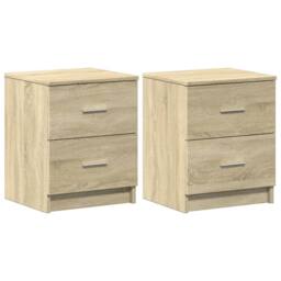 Berkfield Home Bedside Cabinets 2 pcs with 2 Drawers Sonoma Oak 40x36x50 cm in Light Beige - Size: 40 x 36 x 50 cm - thumbnail 1