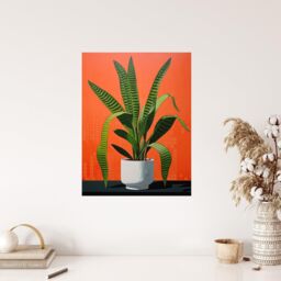 "Wee Blue Coo Wall Art Print Striking Snake Plant Bright Orange Green Living Room - Size: W18"" x H24""" - thumbnail 4