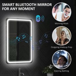HOMCOM 500 x 700 mm Illuminated Bathroom Mirror with Bluetooth Silver - Size: 700mm x 500mm - thumbnail 5