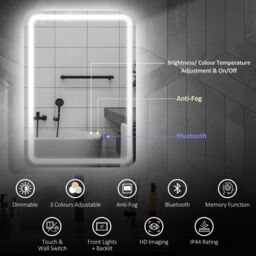 HOMCOM 500 x 700 mm Illuminated Bathroom Mirror with Bluetooth Silver - Size: 700mm x 500mm - thumbnail 4