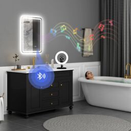 HOMCOM 500 x 700 mm Illuminated Bathroom Mirror with Bluetooth Silver - Size: 700mm x 500mm