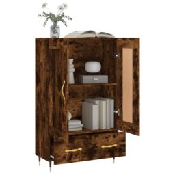 Berkfield Home Highboard Smoked Oak 69.5x31x115 cm Engineered Wood in Brown - thumbnail 4