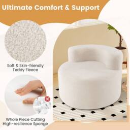 Costway Bean Bag Chair Floor Single Sofa Chair Round Boneless Reading Couch in White - thumbnail 6