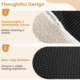 Costway Bean Bag Chair Floor Single Sofa Chair Round Boneless Reading Couch in White - thumbnail 8