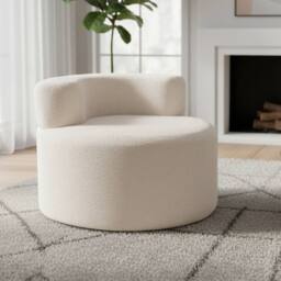 Costway Bean Bag Chair Floor Single Sofa Chair Round Boneless Reading Couch in White - thumbnail 3