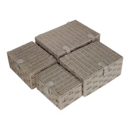 Red Hamper Set of 4 Grey Woven Paper Rope Picnic Basket - thumbnail 3