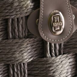 Red Hamper Set of 4 Grey Woven Paper Rope Picnic Basket - thumbnail 2