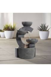 Garden Sanctuary Outdoor Cascading C Shaped Water Fountain Rockery Decor in Natural - thumbnail 2