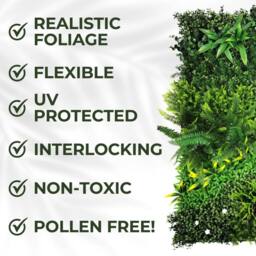 Ark Mat Lush Lonsdale Artificial Plant Wall Panel 1x1m - Indoor & Outdoor in Green - thumbnail 3