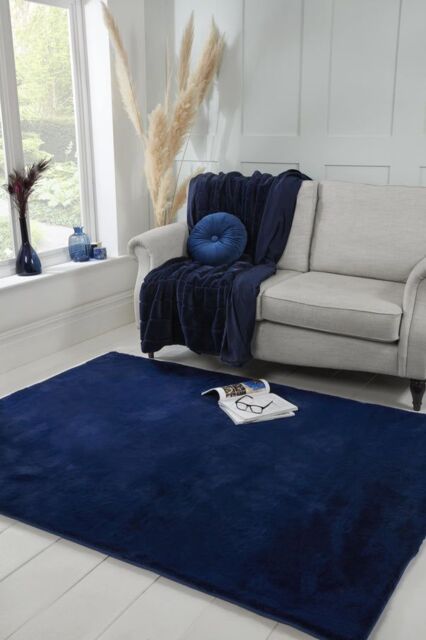 The Linen Consultancy TLC 5 Star Hotel Concept Luxury Faux Fur Navy Rug - Size: 80 cm x 150 cm - image 1