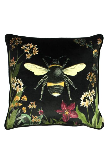 Evans Lichfield Midnight Garden Bee Printed Cushion in Black - Size: 43 cm x 43 cm - image 1