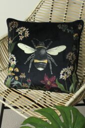 Evans Lichfield Midnight Garden Bee Printed Cushion in Black - Size: 43 cm x 43 cm - thumbnail 5