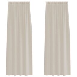 Berkfield Home Curtains with Curtains 2 pcs Sand 140 x 260 cm Polyester in Beige - thumbnail 2