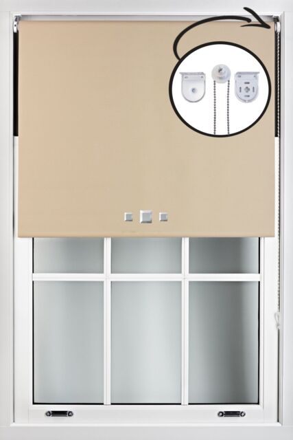 Furnished Cappuccino Blackout Roller Blinds with Triple Square Eyelets & Metal Fittings in Beige - Size: 160 cm width x 165 cm drop - image 1