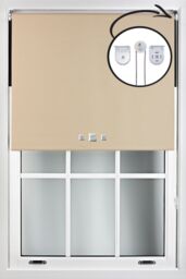 Furnished Cappuccino Blackout Roller Blinds with Triple Square Eyelets & Metal Fittings in Beige - Size: 160 cm width x 165 cm drop