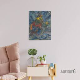 "Artery8 Hunter with Dog In A Blue Forest Kubincan Canvas Wall Art - Size: W18"" x H24""" - thumbnail 3