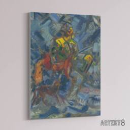 "Artery8 Hunter with Dog In A Blue Forest Kubincan Canvas Wall Art - Size: W18"" x H24""" - thumbnail 2