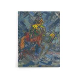 "Artery8 Hunter with Dog In A Blue Forest Kubincan Canvas Wall Art - Size: W18"" x H24""" - thumbnail 1