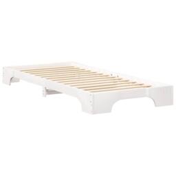 Berkfield Home Floor Bed Frame with Storage White 80 x 220 cm Wood - thumbnail 1