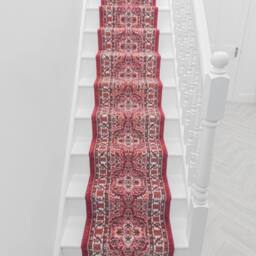runrug Stair Runner Carpet for Staircases - Soft & Comfy, 9mm - 'Senneh' in Red - Size: 60 cm x 540 cm - thumbnail 4