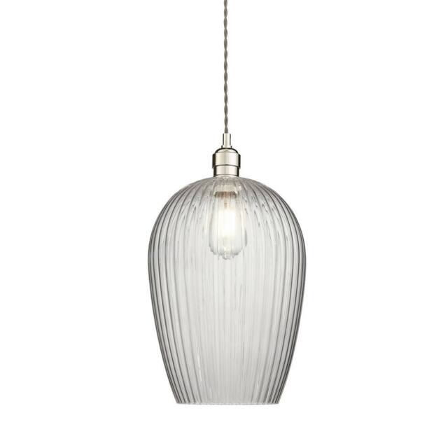 Netlighting Livorno Dome Pendant Ribbed Glass in Grey - image 1