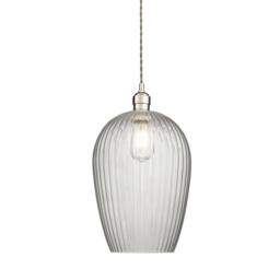 Netlighting Livorno Dome Pendant Ribbed Glass in Grey - thumbnail 1