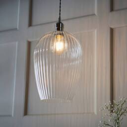 Netlighting Livorno Dome Pendant Ribbed Glass in Grey - thumbnail 4
