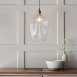 Netlighting Livorno Dome Pendant Ribbed Glass in Grey - thumbnail 2