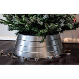 Lemon Pavilion Furniture and Decor Christmas Tree Skirt - Iron - L67 x W67 x H26 cm - Galvanised in Grey - thumbnail 3